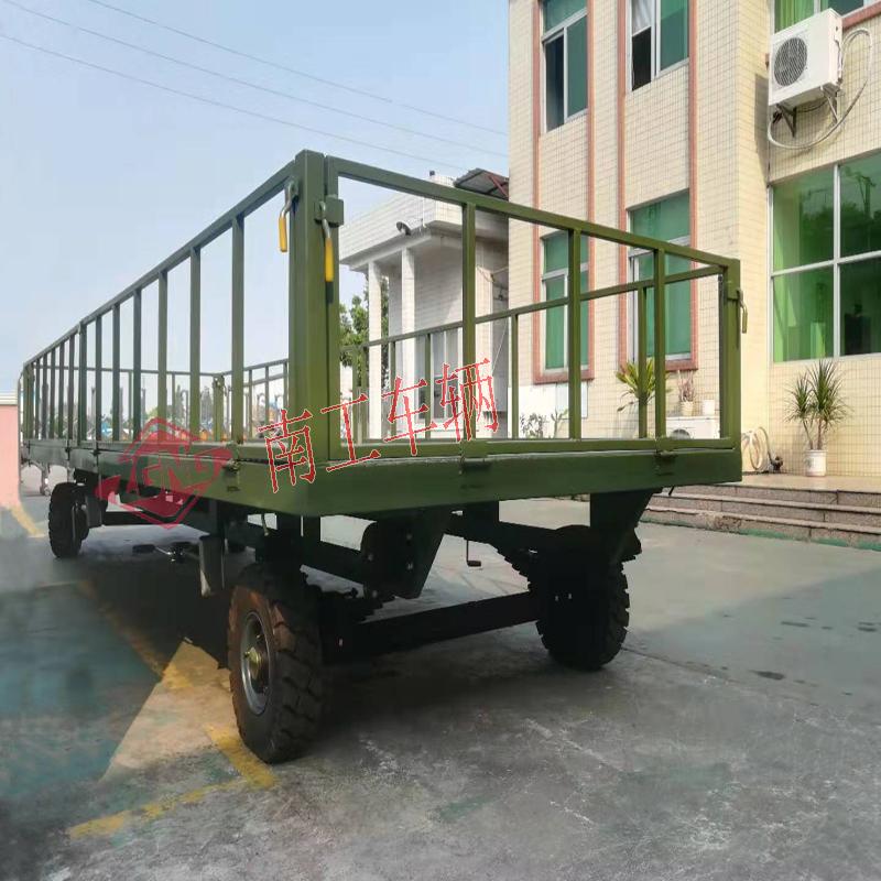 5吨护栏乐鱼（中国） 全挂底盘拖车 军绿色